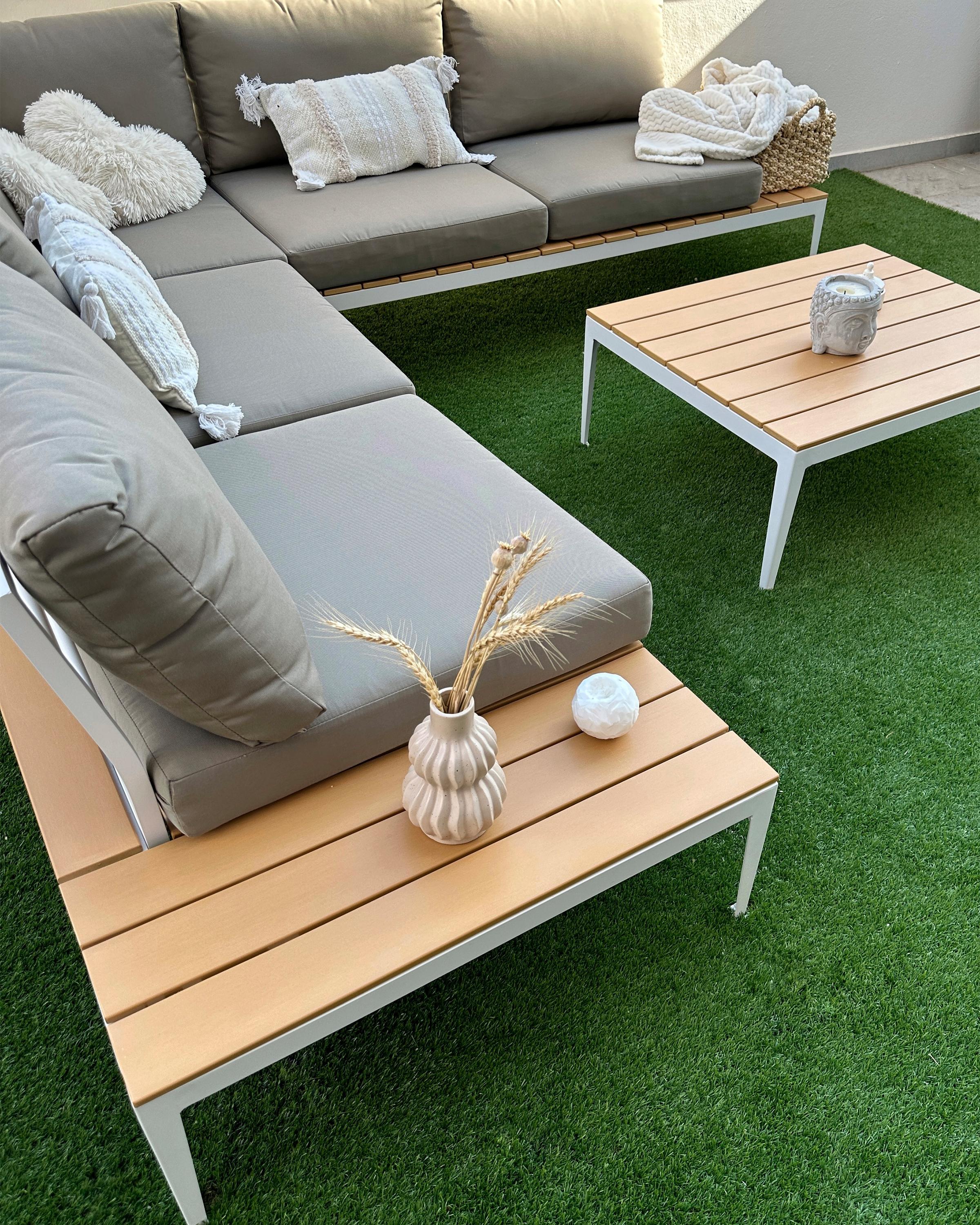 Tuin hoekloungeset met tafel 5-zits POSITANO Grijs