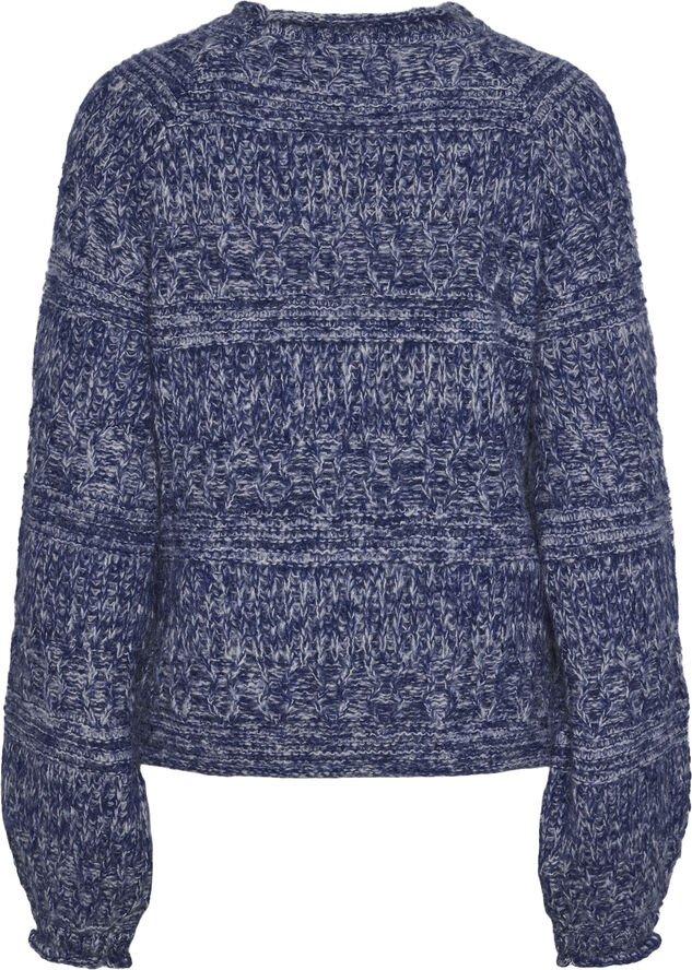 Pieces PCNUELLA LS O-NECK KNIT BC Bellwether blue/cdan yarn mixed