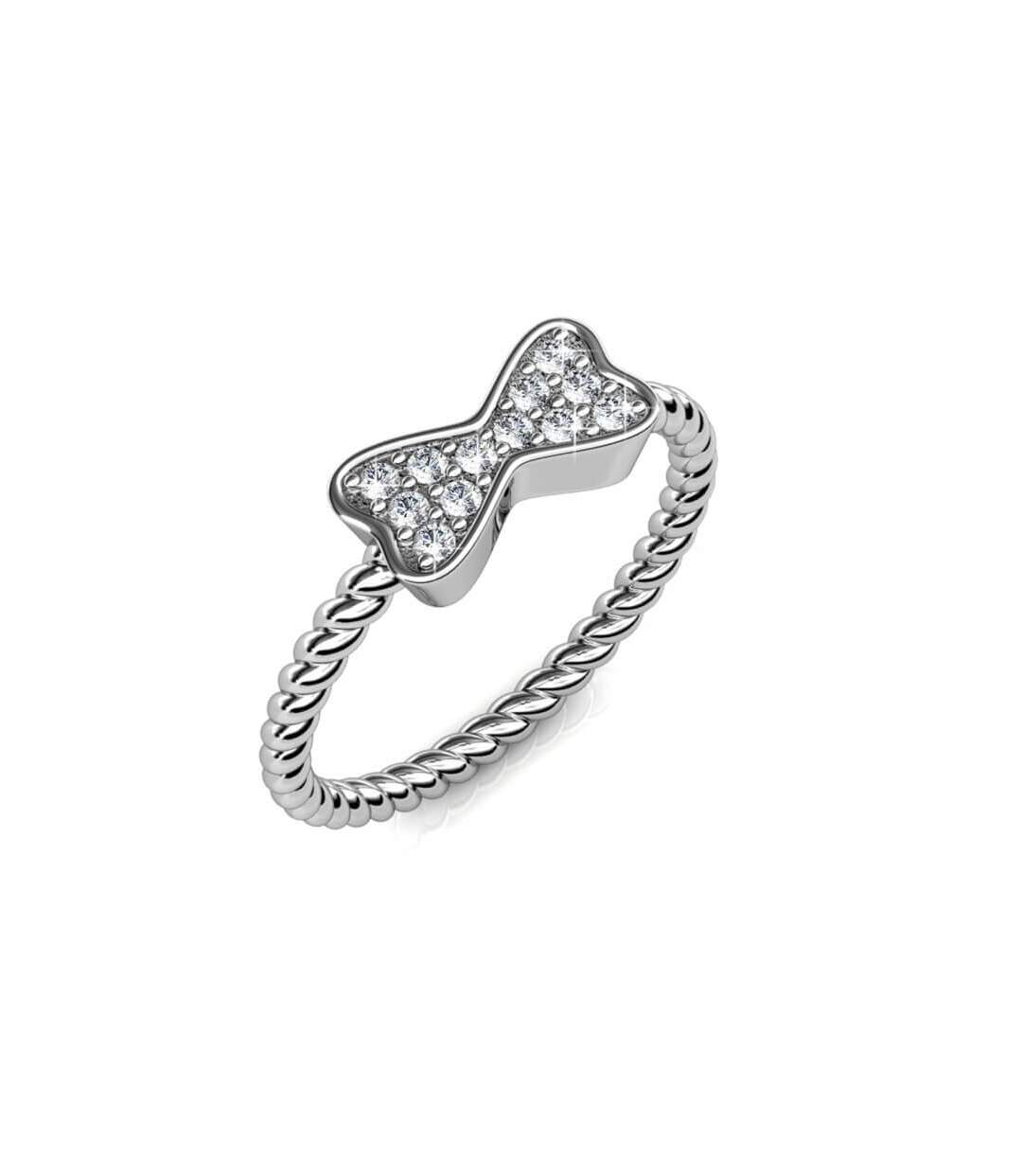 Bague Twisted Ribbon - Argenté et Cristal