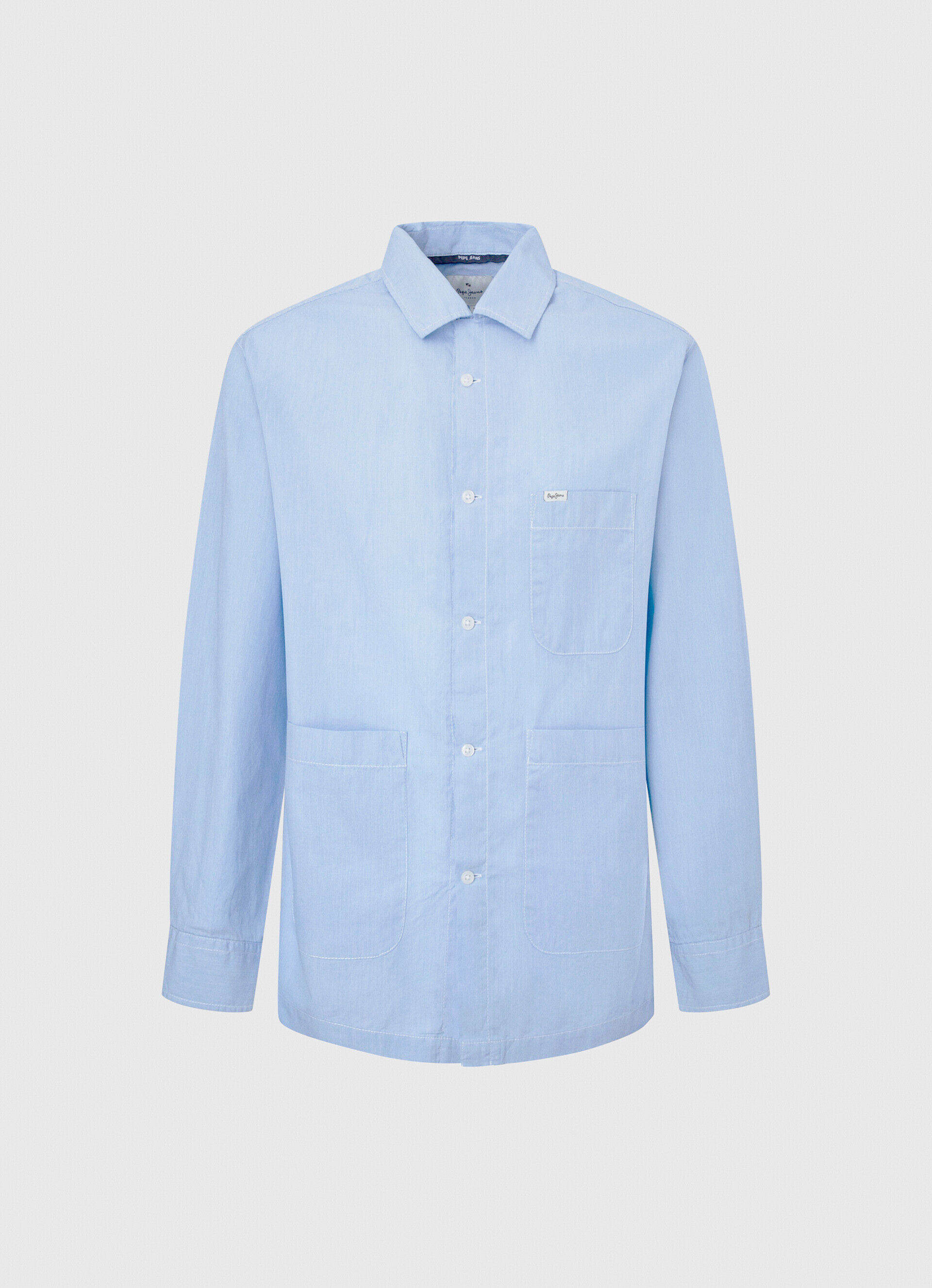 CAMISA FIL A FIL LAMBERT CORTE RETO - azul claro