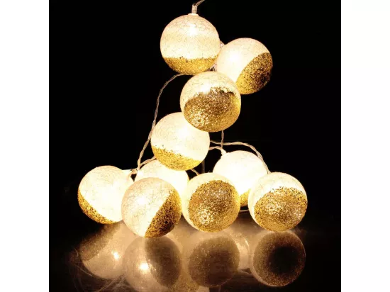 Guirlande lumineuse boules pailletées 10 leds (Lot de 2)