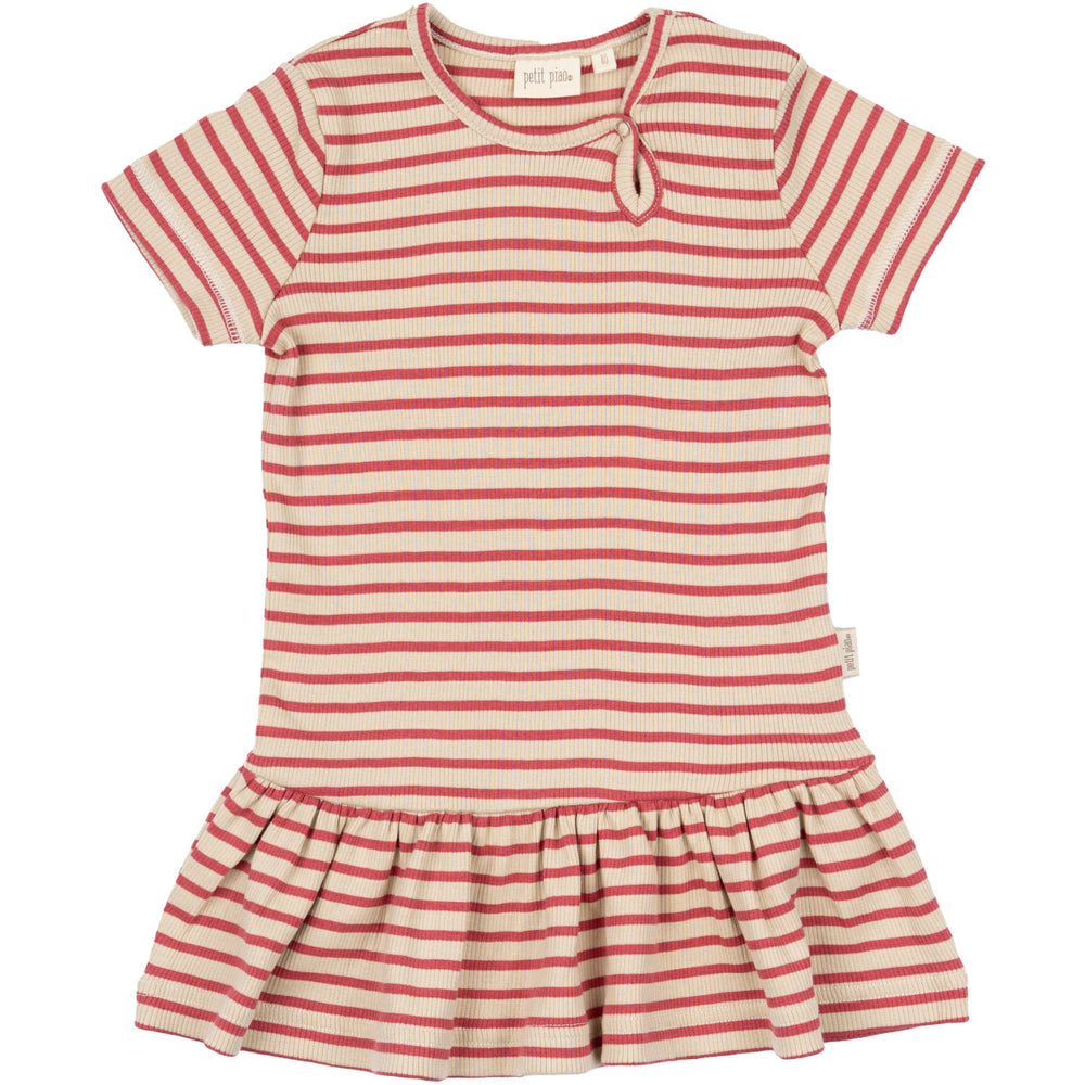 Køb Petit Piao Light Berry/Dark Off White Kjole S/S Modal Striped