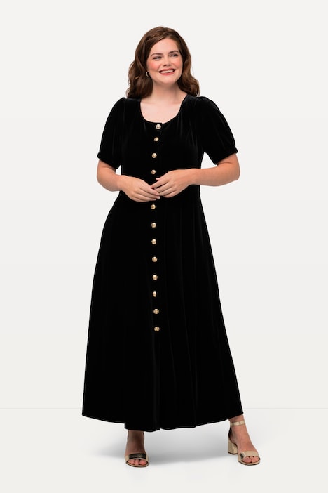 Trachten-Samtkleid, Prinzessnähte, Rundhals, Halbarm