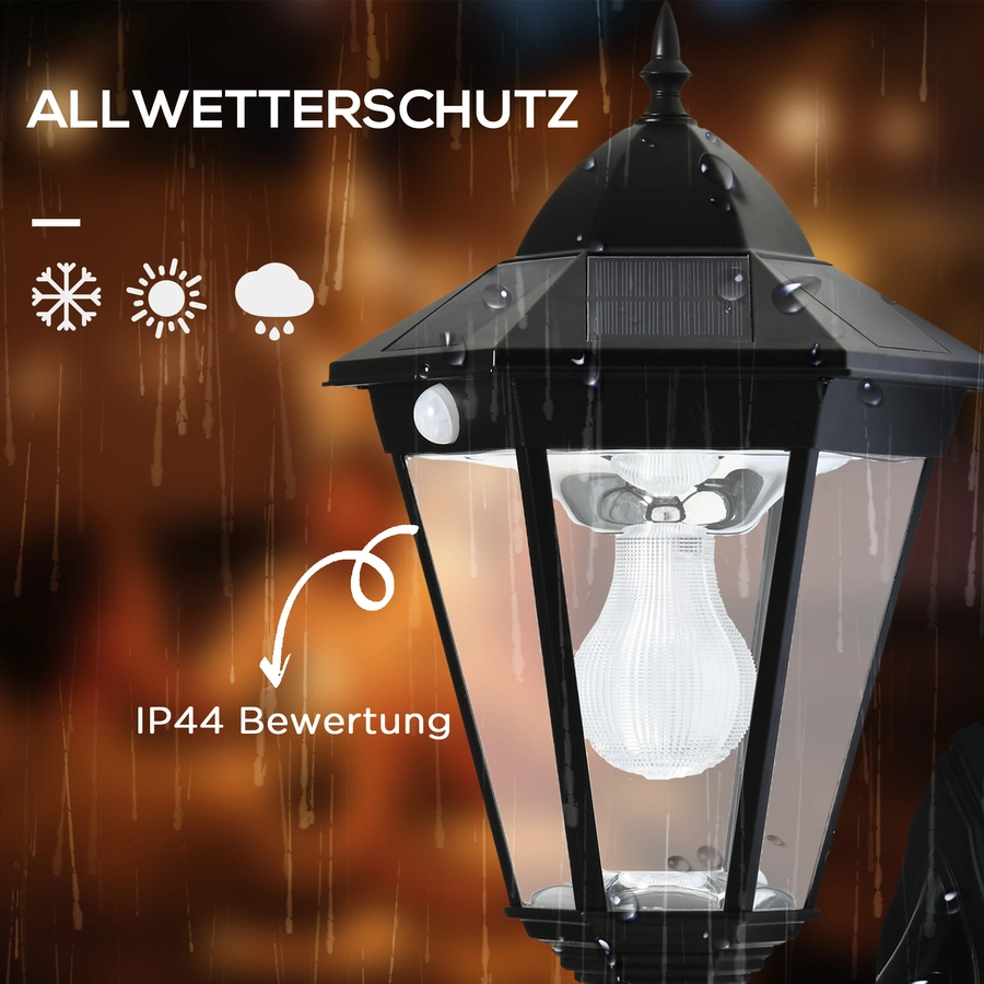 Outsunny Solar-Wandleuchte mit 3,7V2200mAh Batterie schwarz
