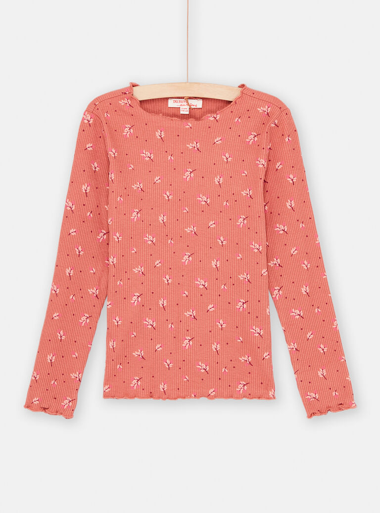 T-shirt terracotta à imprimé fleuri fille