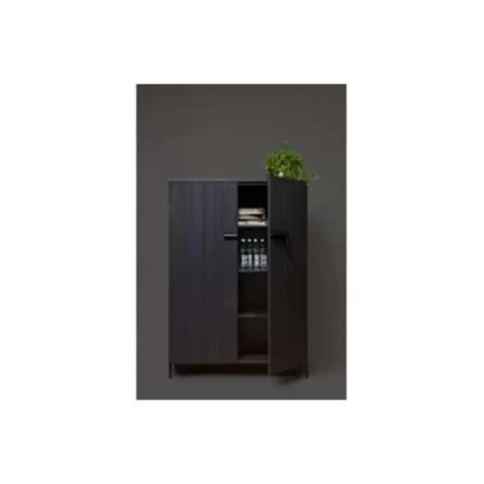 WOOOD Bruut 2 drs Kast - Geborsteld Grenen - Zwart - 140,5x100x41,5