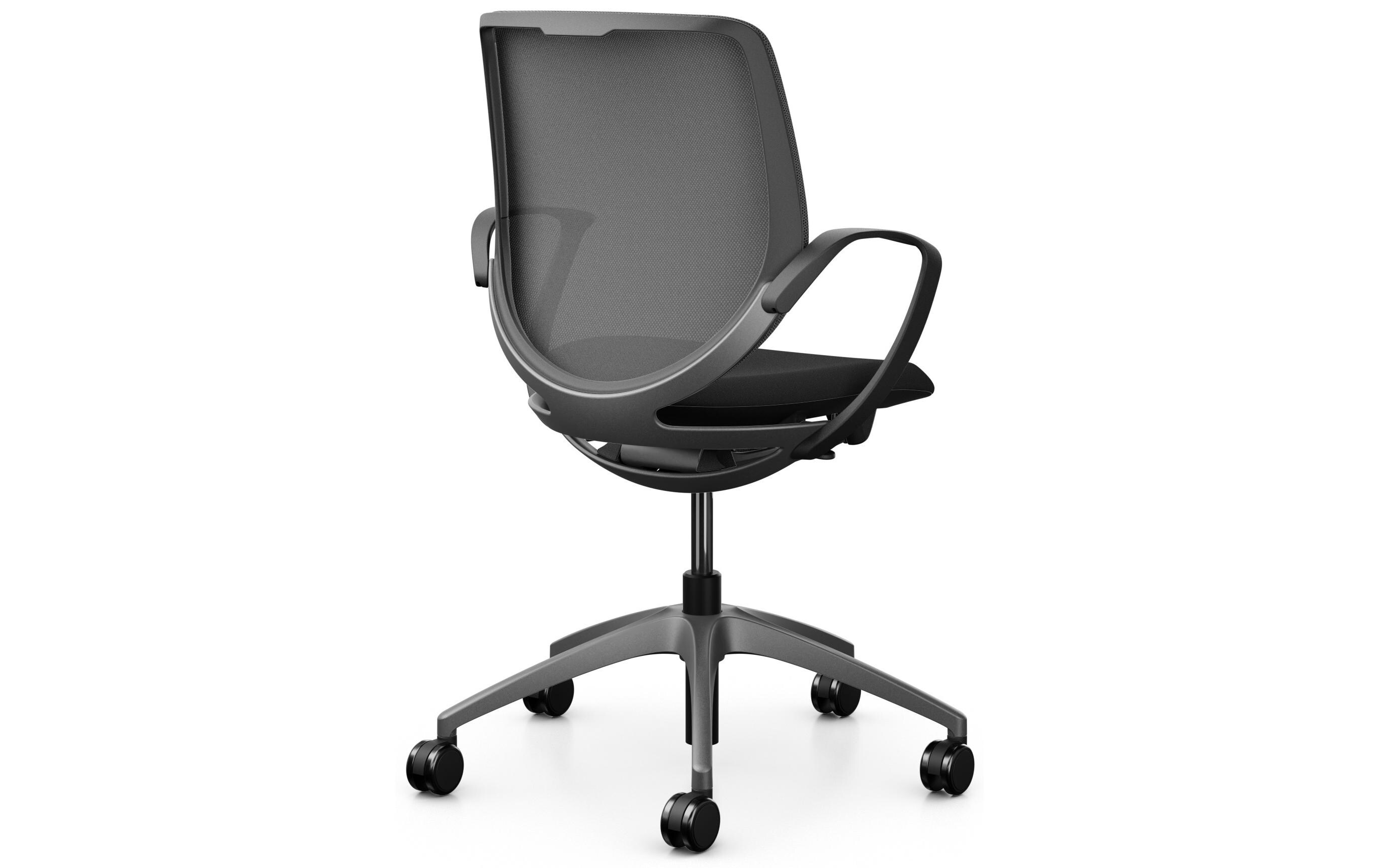 Bürostuhl 313 mit Netzrücken und Armlehnen, Dunkelgrau<br>Arbeitsstuhl für gesundes, ergonomisches Sitzen