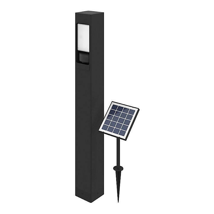 Potelet Davern solaire à détection avec LED intégrée 800lm 9W IP65 GoodHome noir