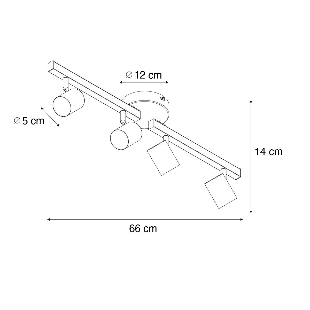 Plafondspot zwart GU10 50mm 4-lichts incl. backlight - Back Up