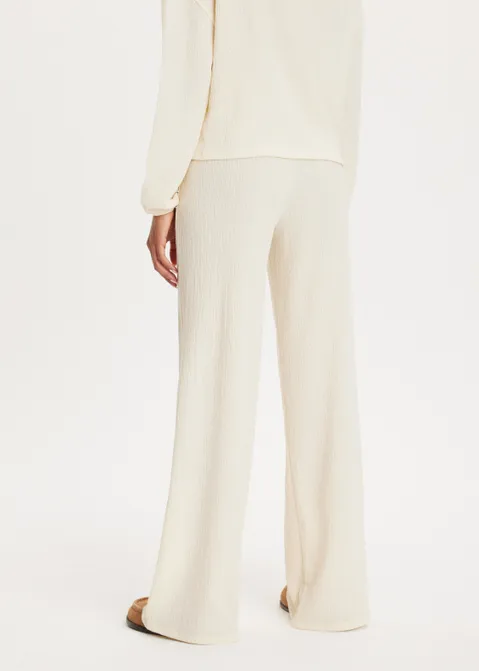 Wijde broek met structuur off-white (ECRU)