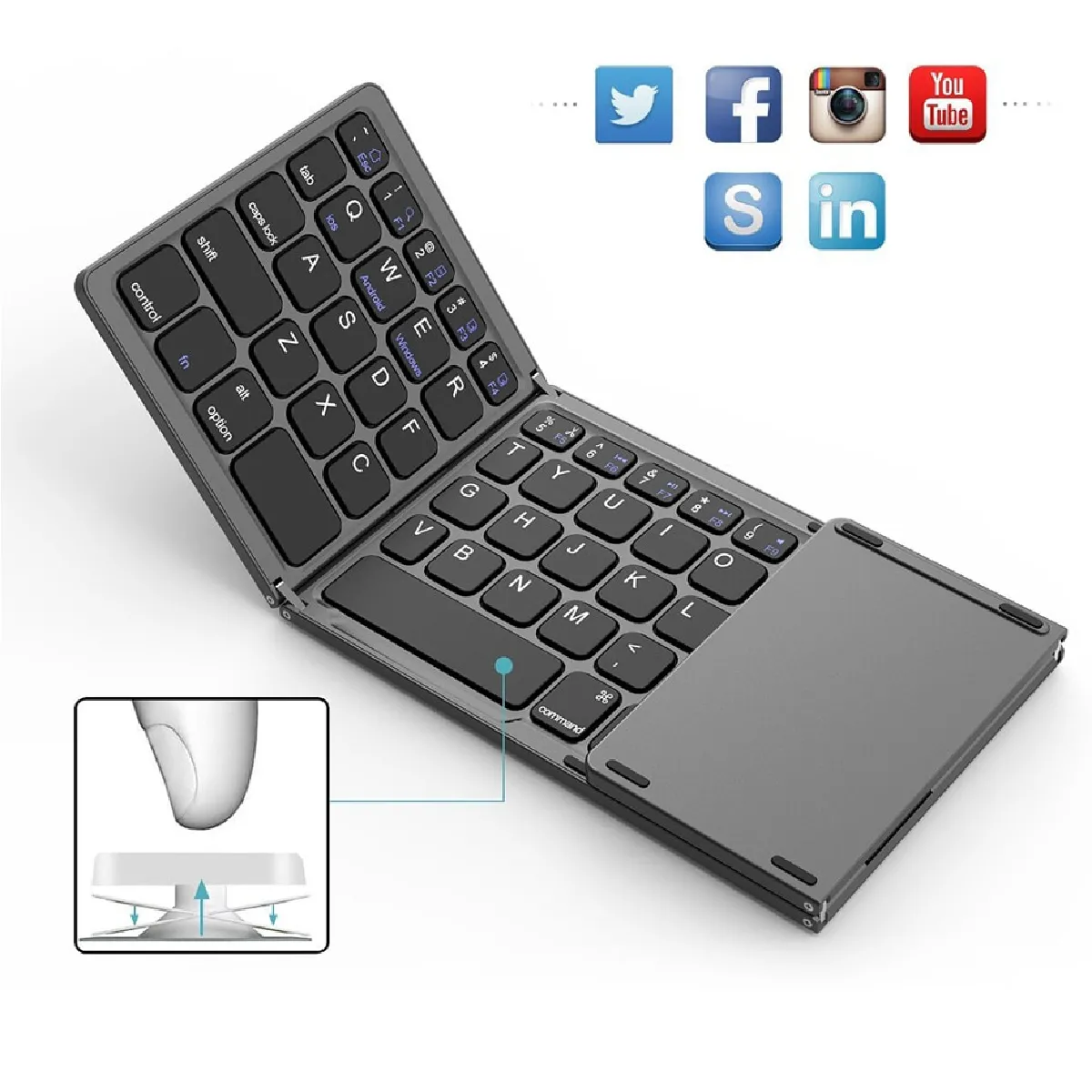 Universal Mini clavier tactile pliant - Noir