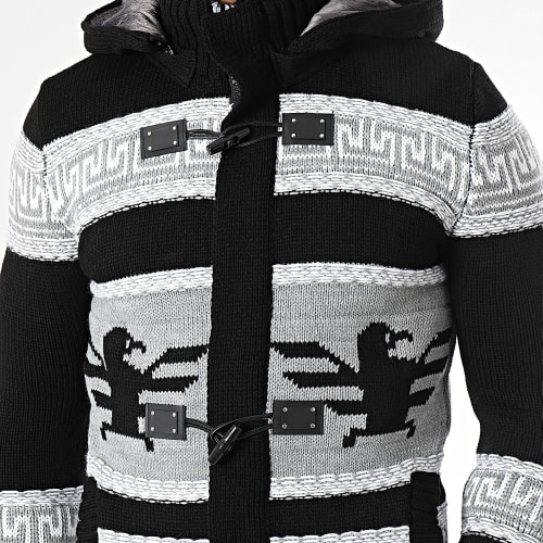 Gilet Capuche Noir Gris Blanc