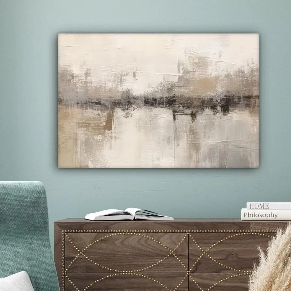 MuchoWow Canvas Schilderij 60x40cm Moderne kunst Abstract Beige