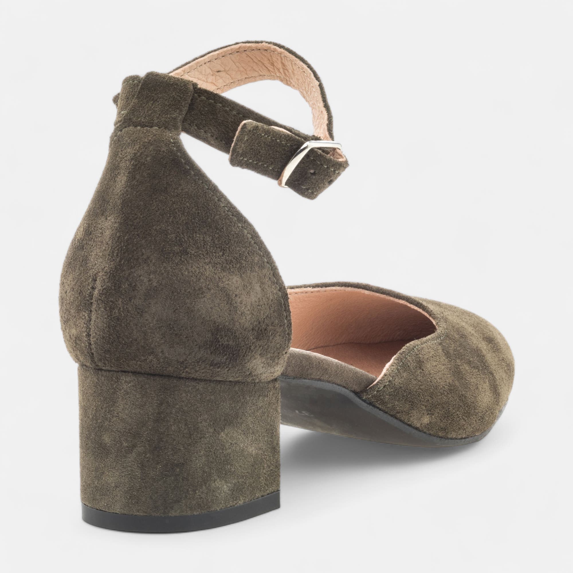 Escarpins quartiers ouverts Femme en cuir kaki