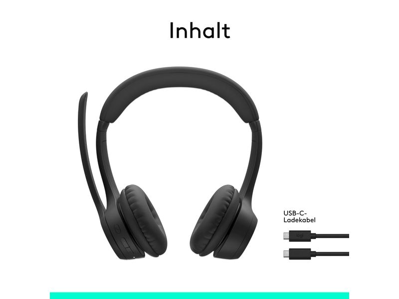 Logitech Headset Zone 300 Graphite Kabelloses Office-Headset mit leichtem und komfortablem Design