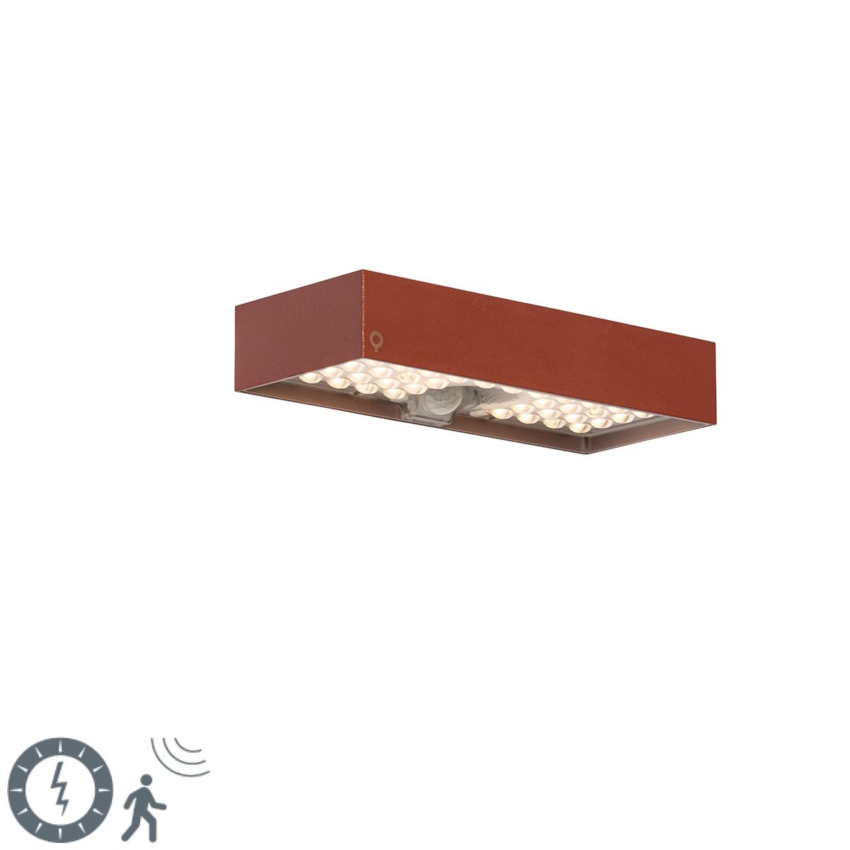 Buiten wandlamp rood met dimlicht en sensor op solar - Kayo