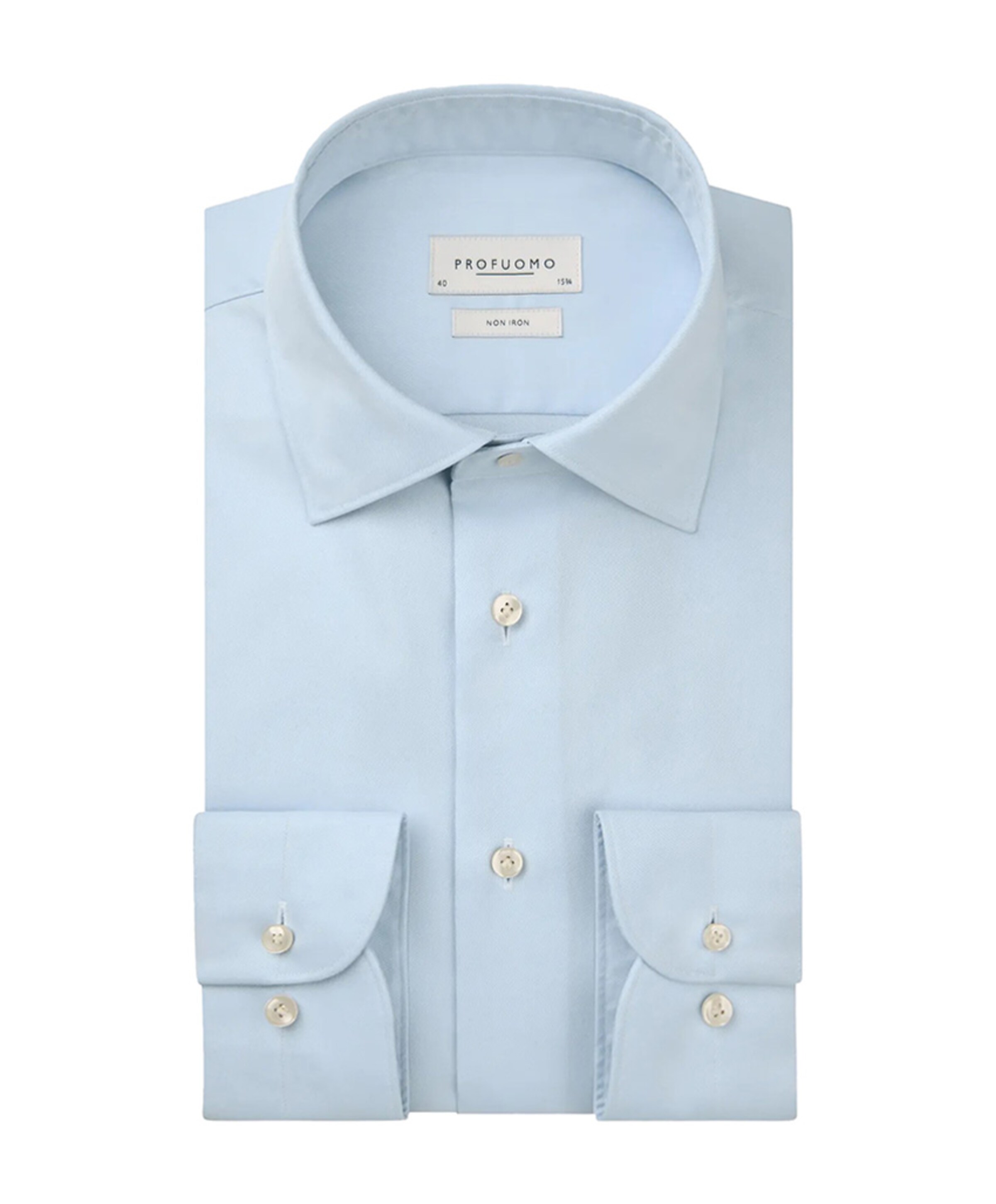Profuomo Heren overhemd lange mouw blauw
