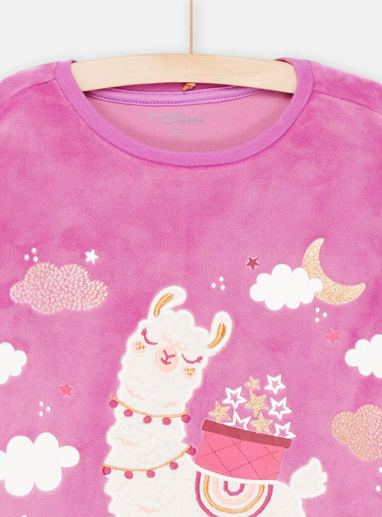 Pyjama rose animation lama pour enfant fille