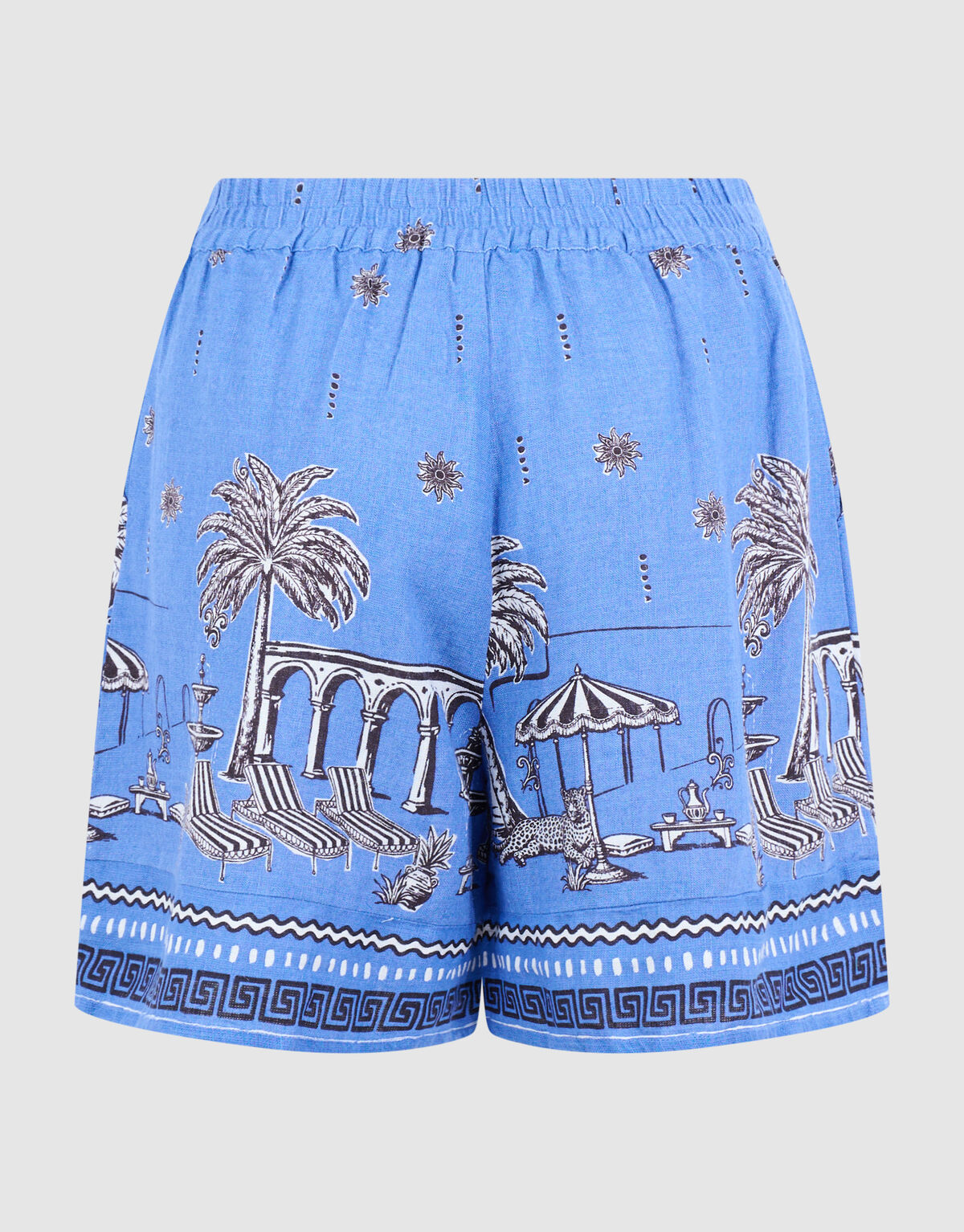 Palm Print Short Blauw