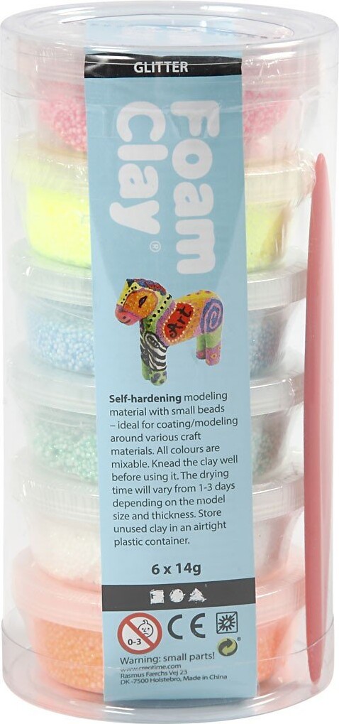 Foam Clay Modellervokssæt - 6 Stk - Glitter