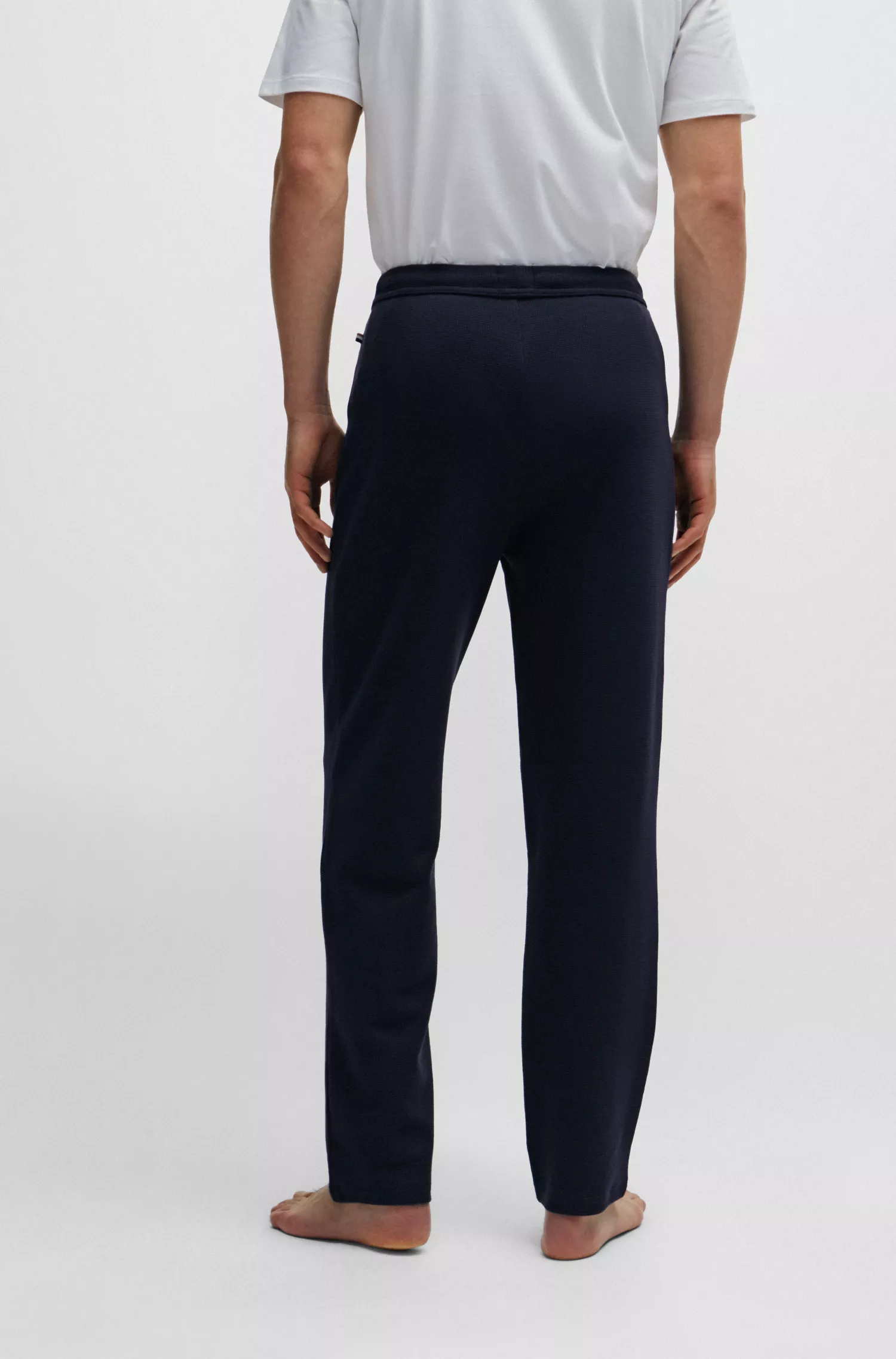 Calça de pijama BOSS em mistura de algodão preto com logotipo bordado.