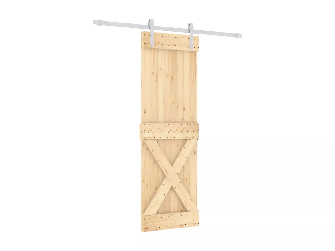 Porte coulissante et kit de quincaillerie 70x210 cm pin massif