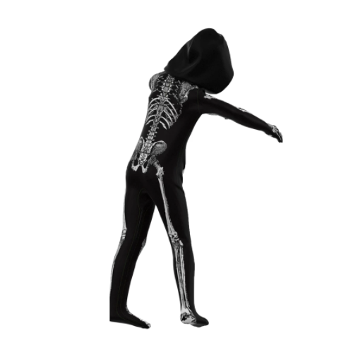 (170cm) Fasnachts Erwachsenen Kostüm Skelett Overall Verkleidung für Motto Partys / Halloween - Schwarz