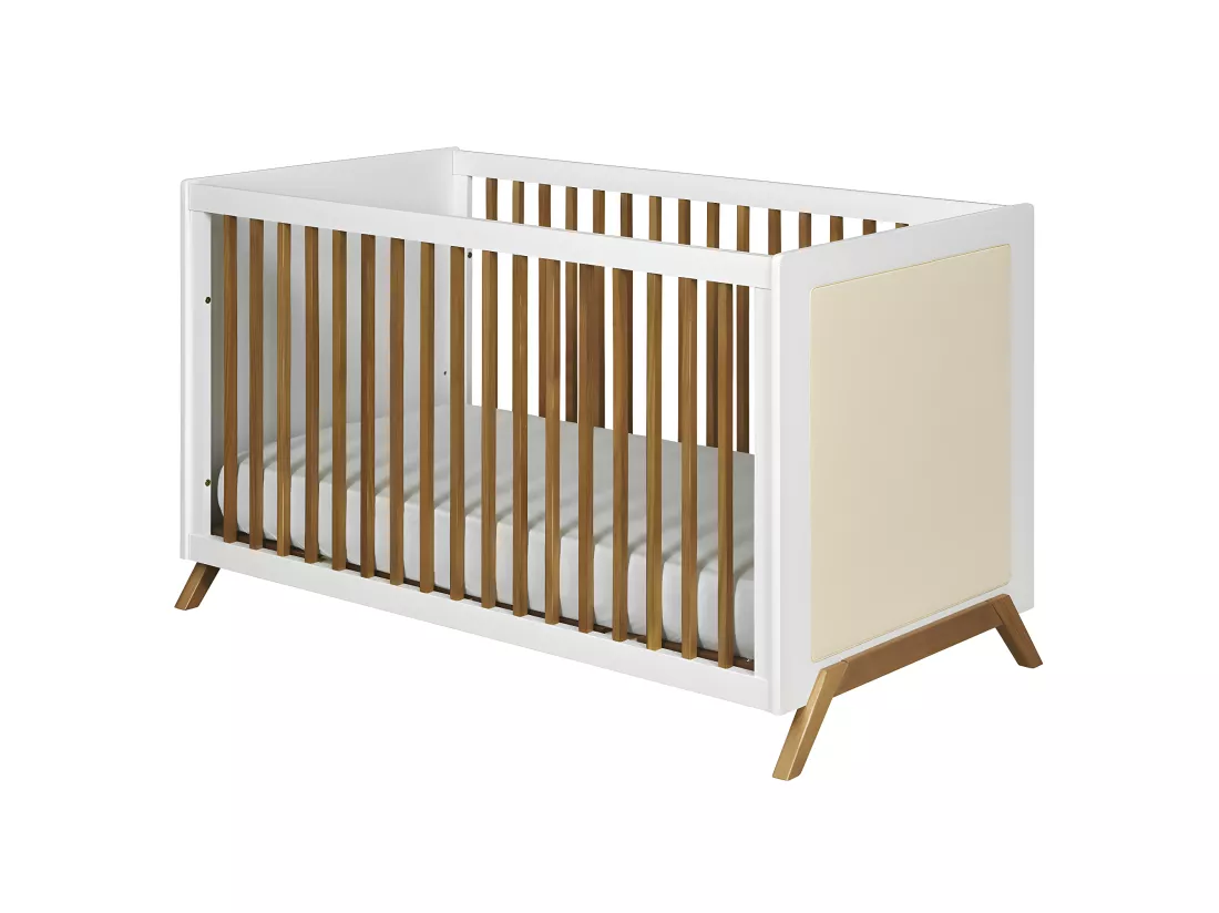 Lit bébé avec matelas 70x140 cm panneaux de fibres blanc AZU