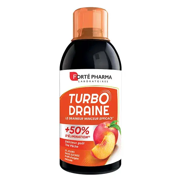 Forté Pharma TurboDraine Chá de Pêssego Emagrecedor Drenante Eliminação 500ml