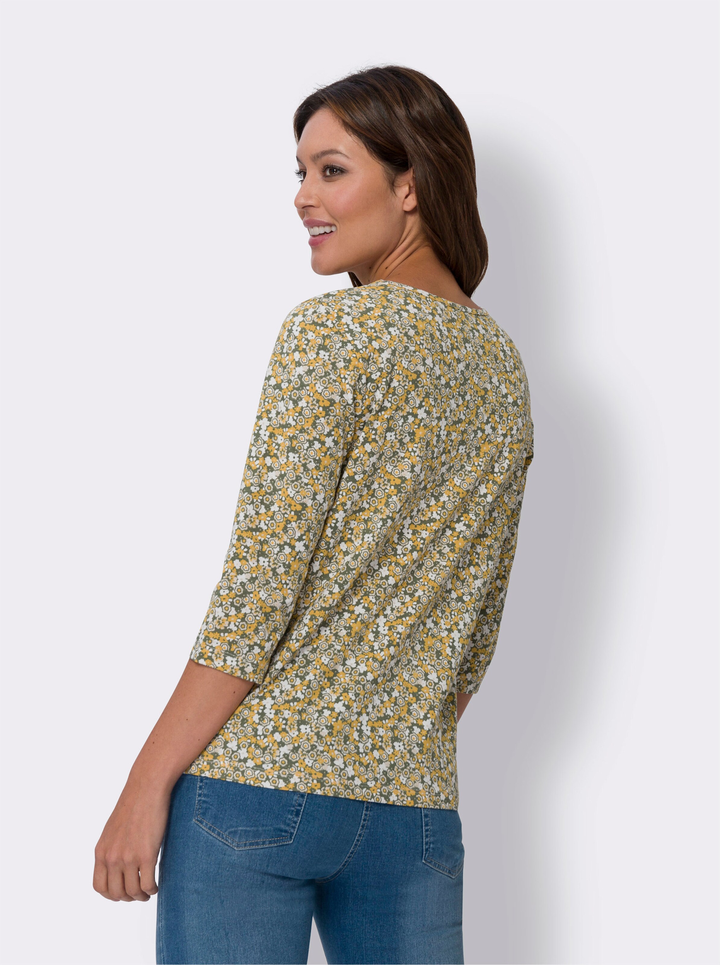 34-Arm-Shirt mit Millefleurs-Muster