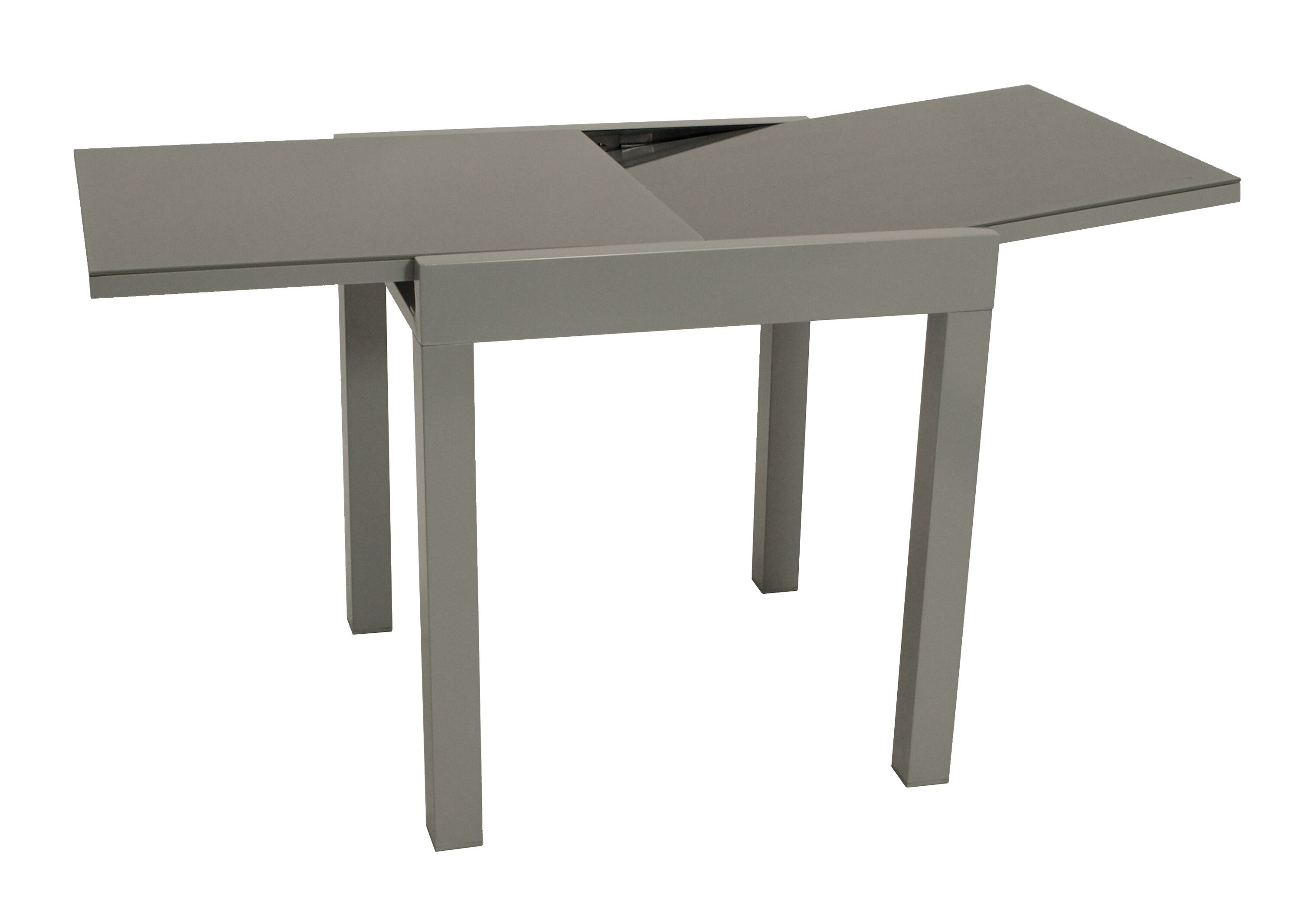 DEGAMO Balkon-Ausziehtisch MARINA 70/140x70cm, Aluminium silbergrau + Glas grau