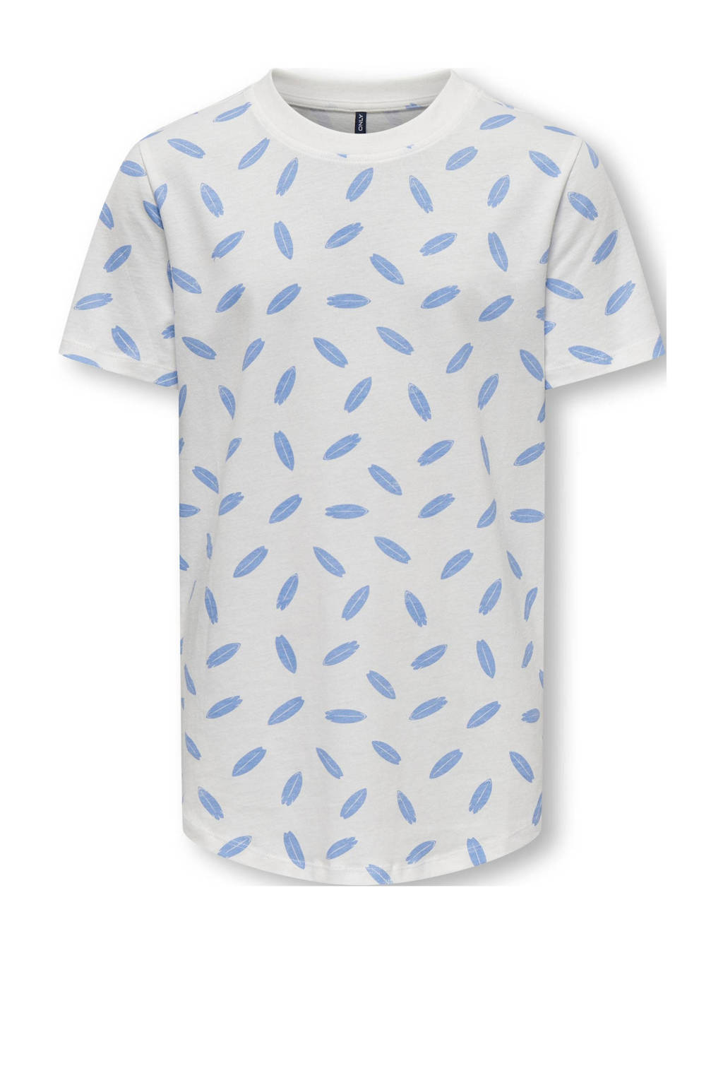 ONLY T-shirt KOBADIS met all over print wit/hemelsblauw