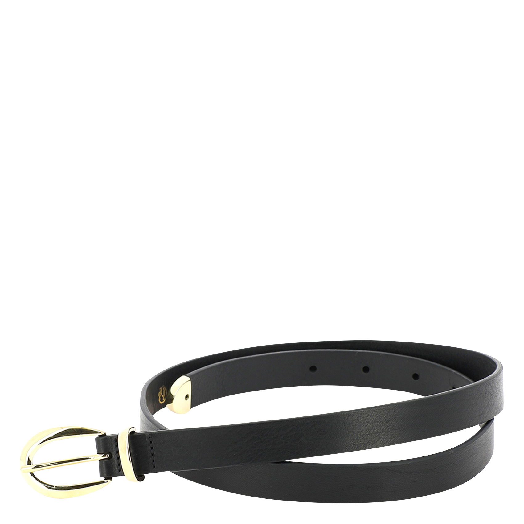 LA FRIEDA - Ceinture à boucle ovale en cuir lisse | Noir