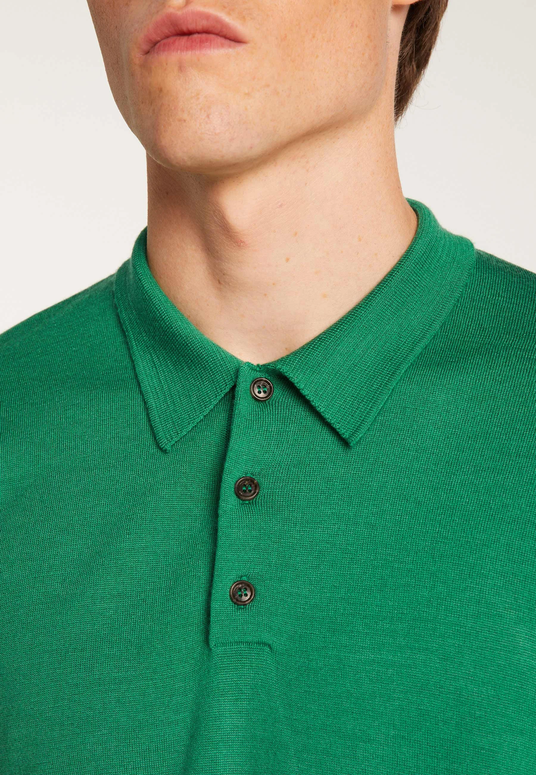 ENIAH24 - Pull col polo en laine mérinos | Vert