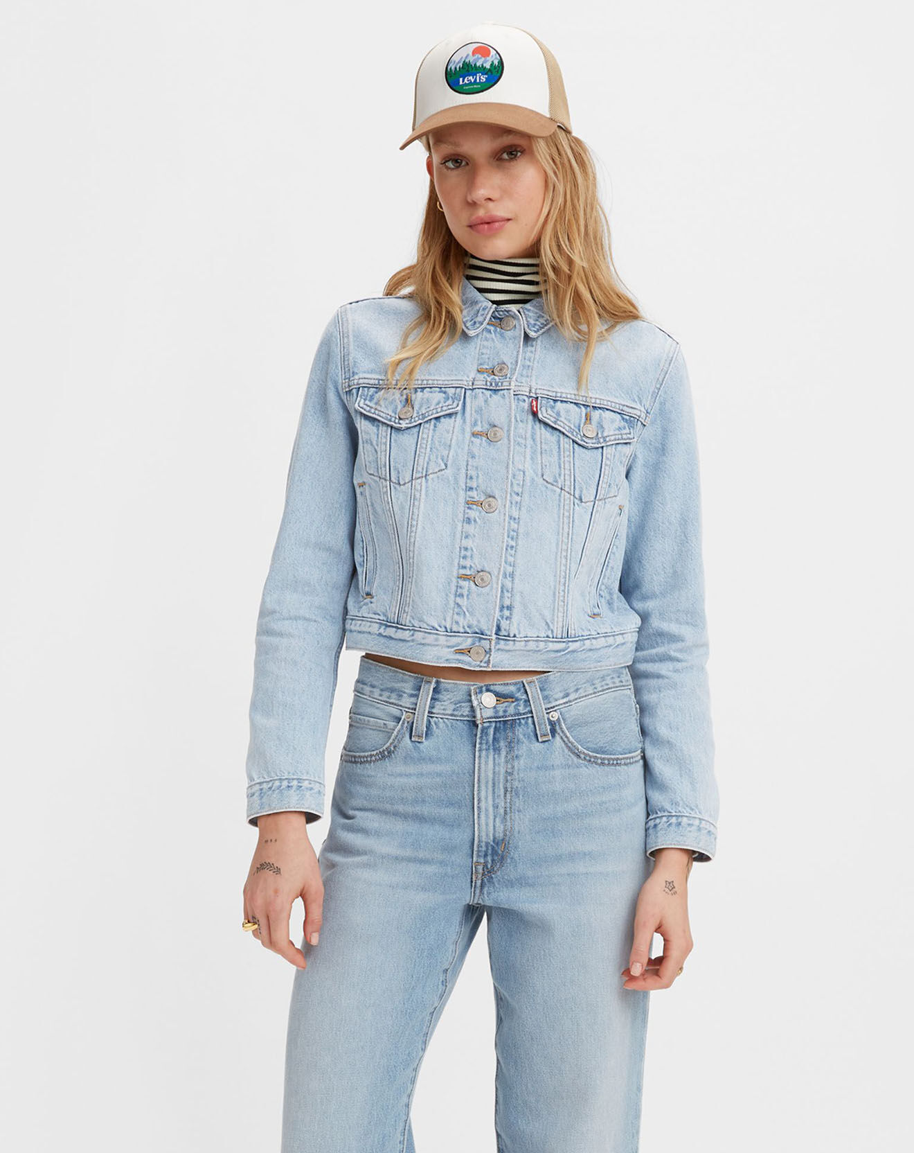 Levi's® Veste en Jean Crop Trucker bleu clair