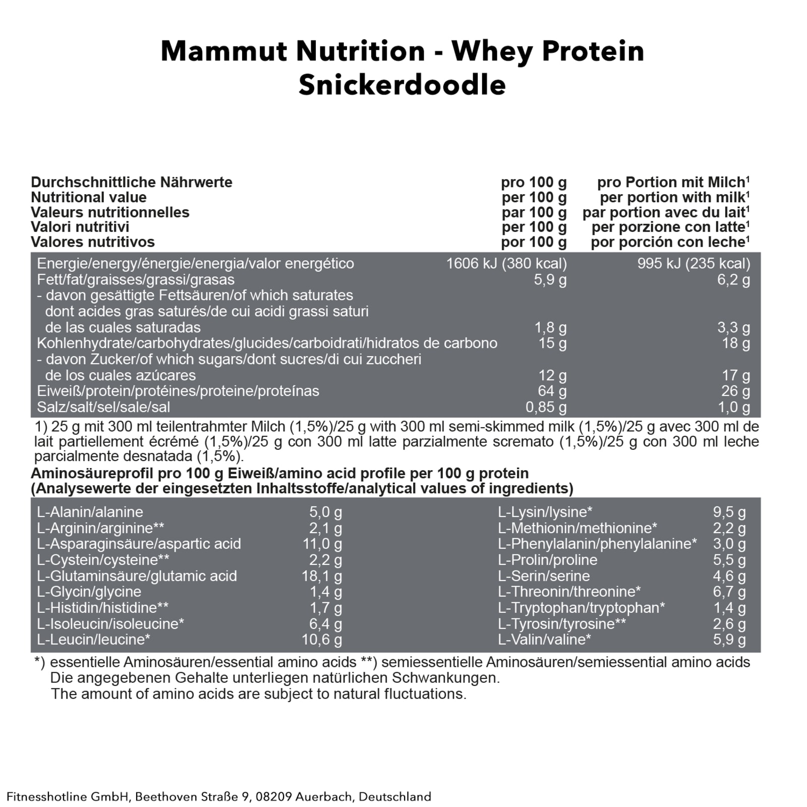 Mammut Whey Protein - 1000g - Snickerdoodle