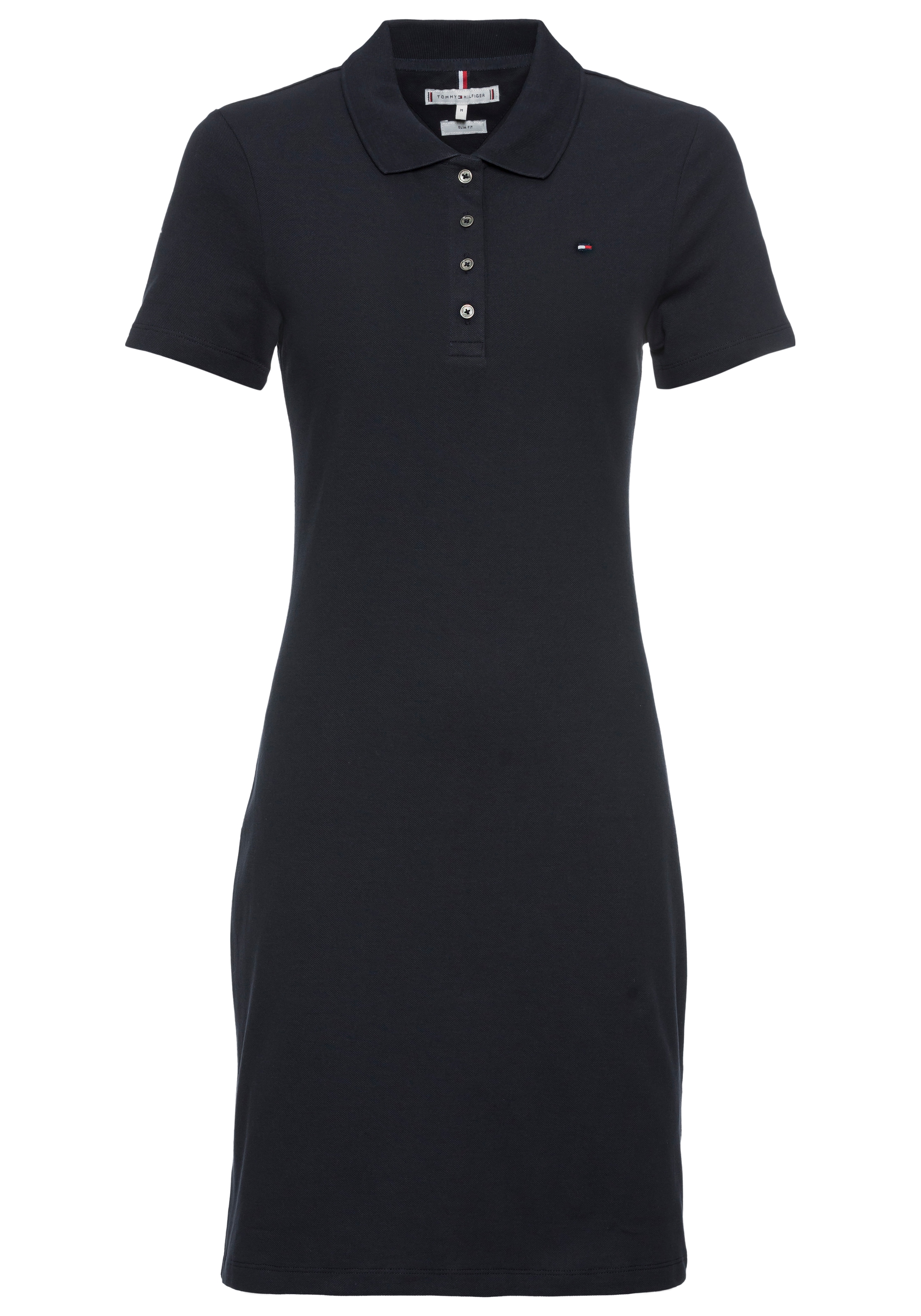Tommy Hilfiger Polokleid »1985 SLIM PIQUE POLO DRESS SS« Mit Knopfleiste und Logo Stickerei