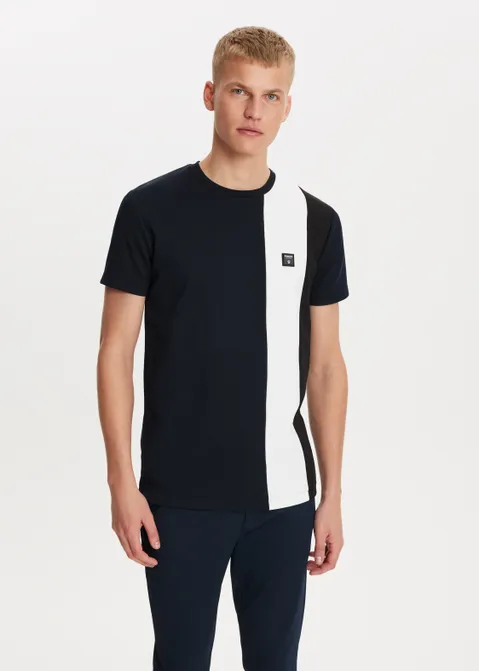 T-shirt met streep blauw (BLW.D)