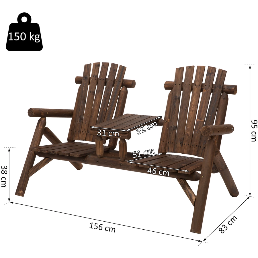 Outsunny Gartenbank mit Tisch braun