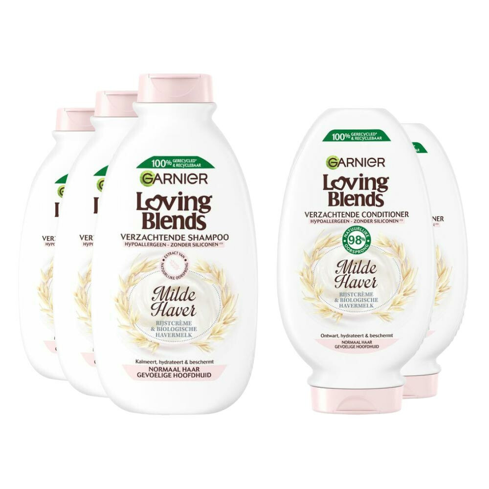 Garnier Loving Blends Milde Haver - Shampoo 3x 300 ml & Conditioner 2x 250 ml – Pakket