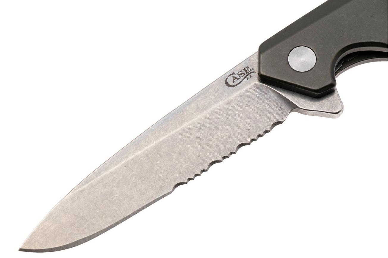 Case Kinzua Spearpoint OD Green Anodized Aluminum, 64632, S35VN, serrated zakmes