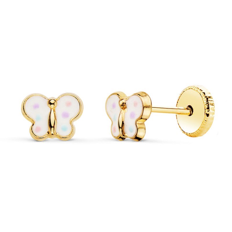 Boucles d'Oreilles Or 18 Carats 750/000 Jaune - Papillons