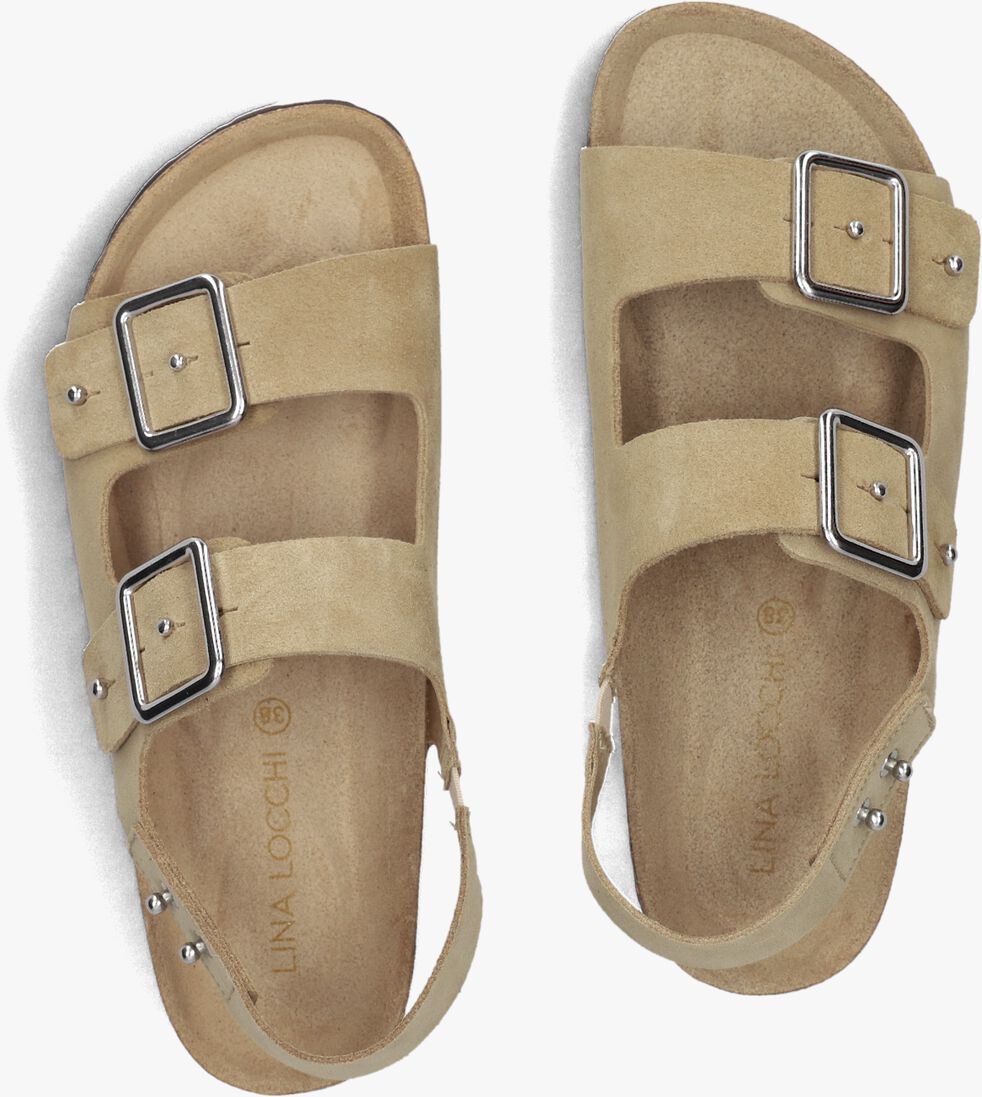 beige lina locchi slippers sue bio sandaal 2 gesp