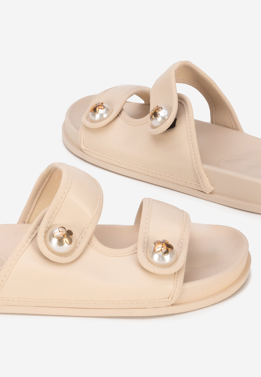 Mules plates femme beige Stephny