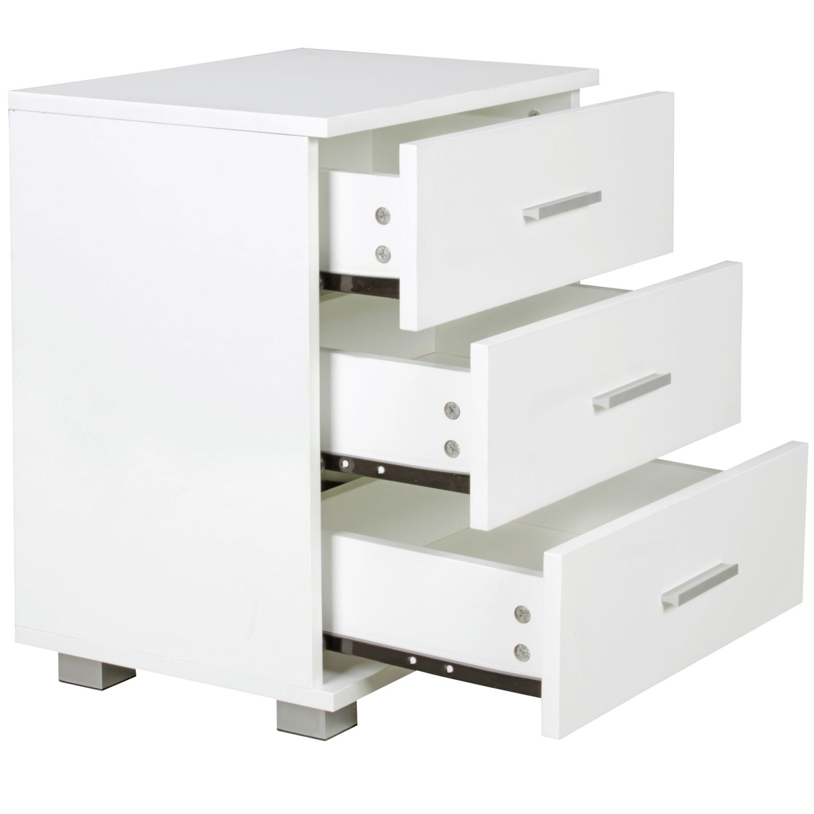Nachtkonsole - weiß - 3 Schubladen - 45 cm
