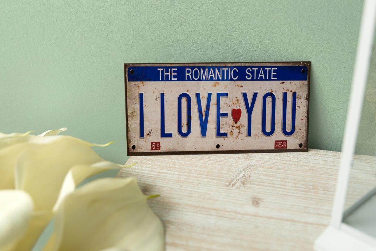 Metallschild - Romantic State - 30x15 cm