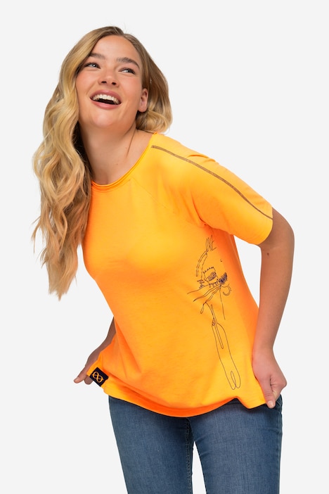 T-Shirt, seitlicher Robben-Print, Rundhals, Halbarm