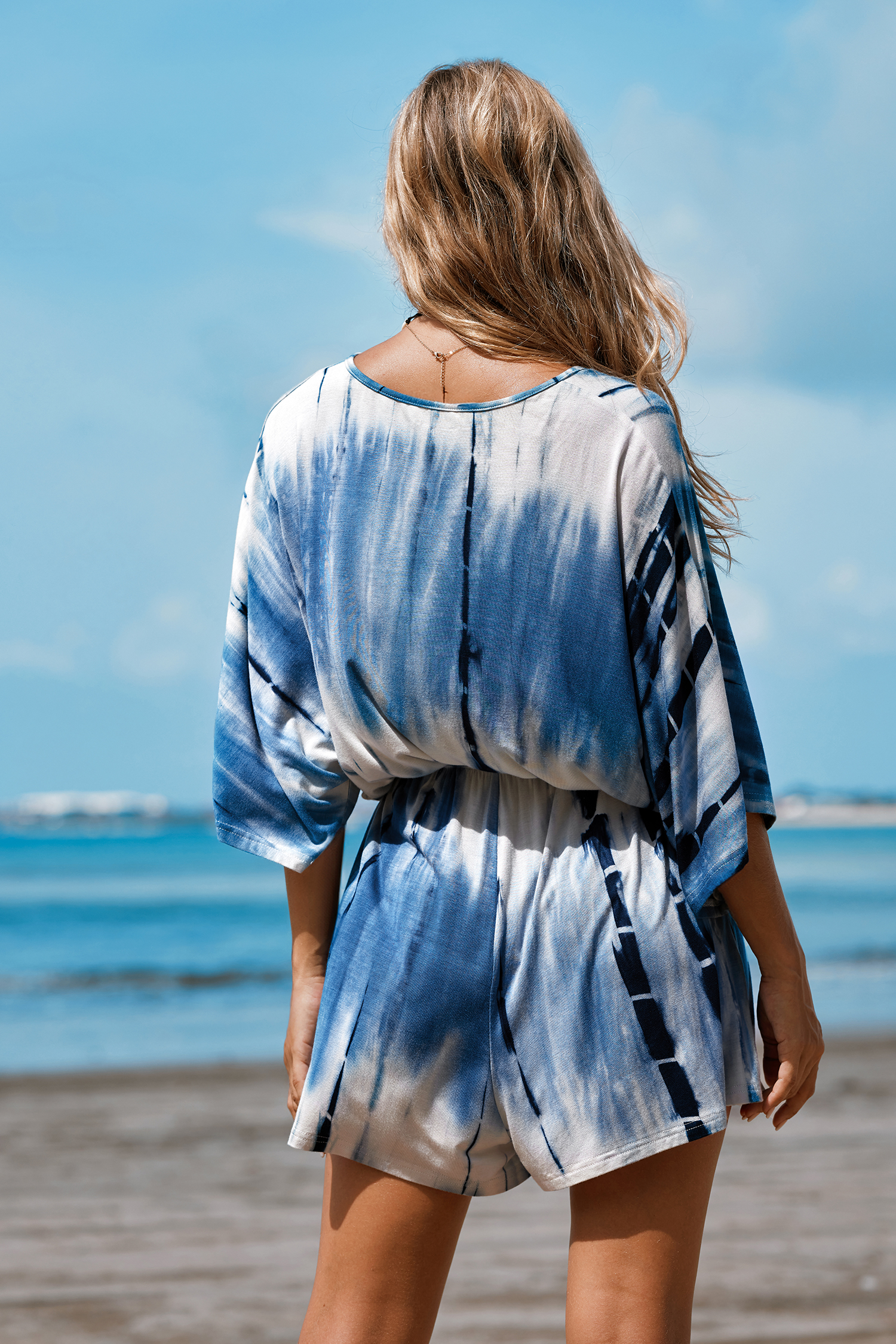 Combishort bleu et blanc tie dye