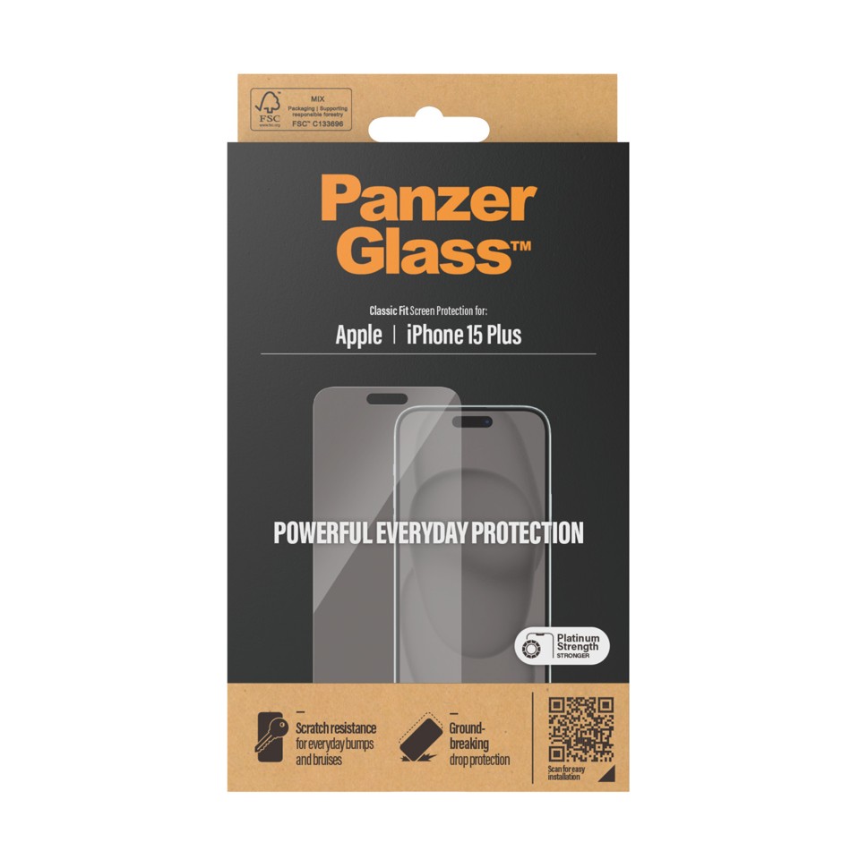 PanzerGlass - Skærmbeskyttelse iPhone 15 Plus - Classic Fit