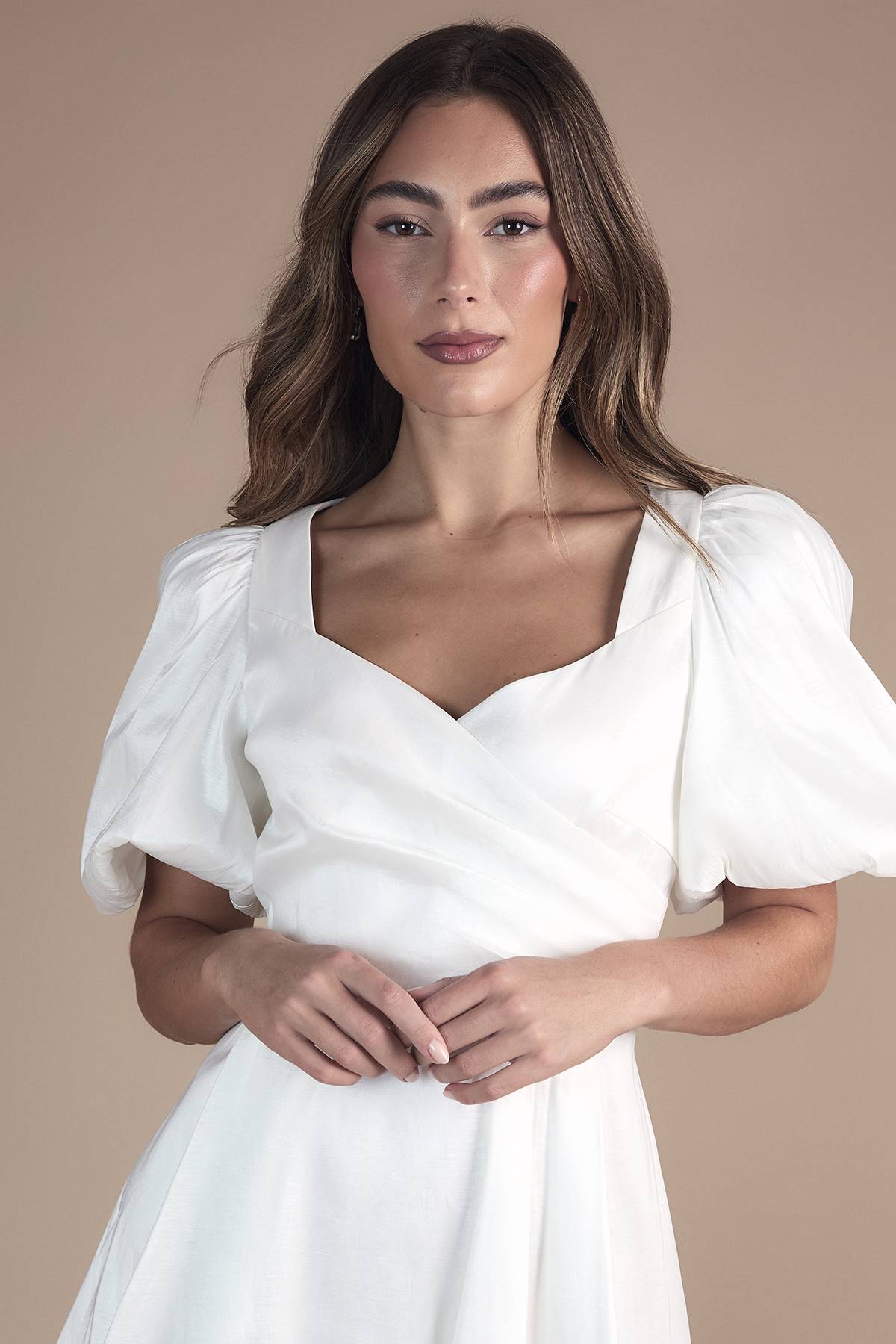 Coast Robe Mini à Manches Bouffantes Robe de Mariée Avec Dos Noué